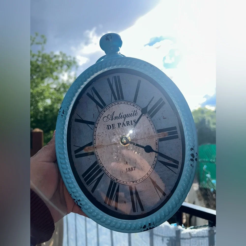Antiquité de Paris Blue Metal Wall Clock - Vintage Accent